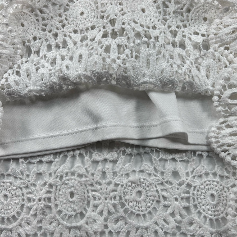 Anthony Original White Crochet Lace Blouse Sz S Boho Scalloped Hem Feminine Top - Picture 11 of 11
